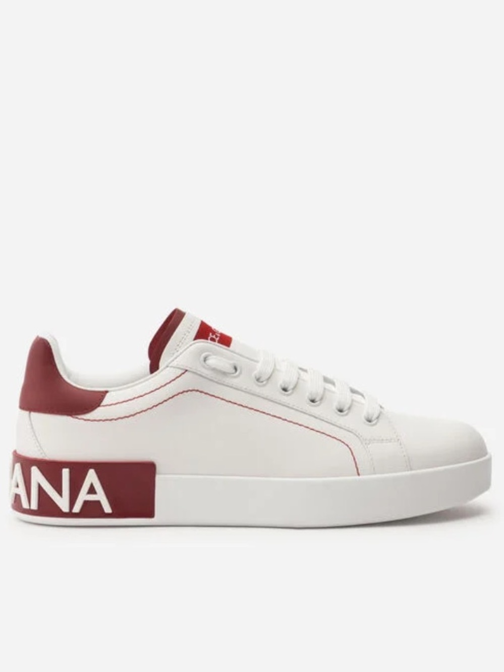 Dolce & Gabbana White and Burgundy Leather Sneaker